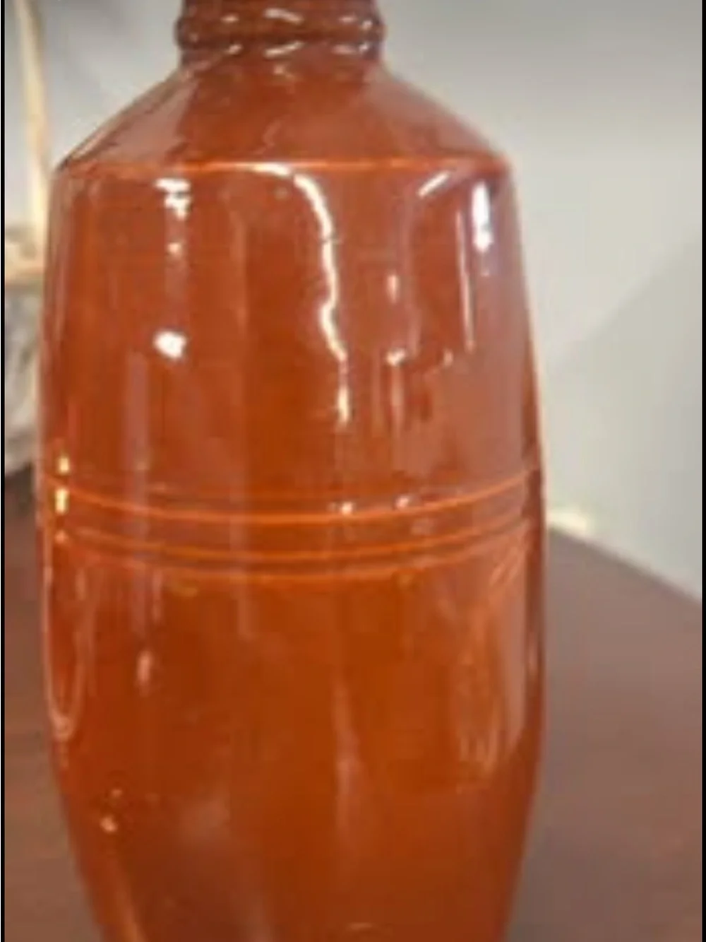 Vintage Rust Brown Ceramic Decorative Bottle Vase - Home Accents